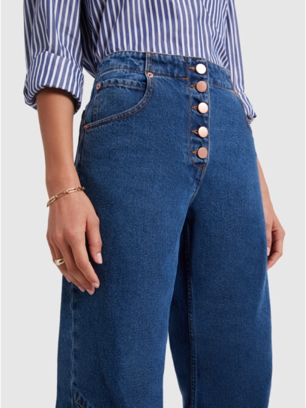 Goop G. Label 31 High-Rise Button-Fly Wide Leg Jeans